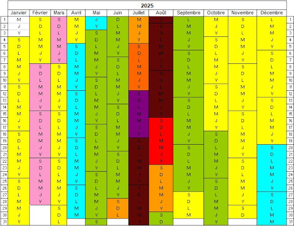 Calendrier des tarifs